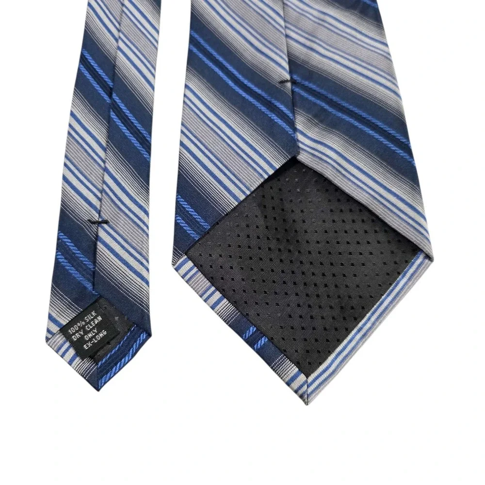 Joseph & Feiss‎ Striped Silk Tie Blue Gray Men's Formal Necktie Designer Estate